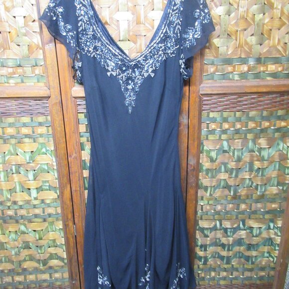 JKara Black Formal Dress with Sequin and Beaded Detail - Picture 9 of 12